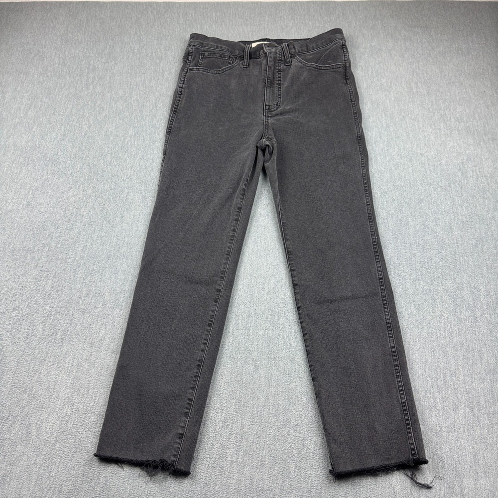 Madewell Jeans Womens 28x25 Black Stovepipe Denim Raw Hem Stretch Pants Classic
